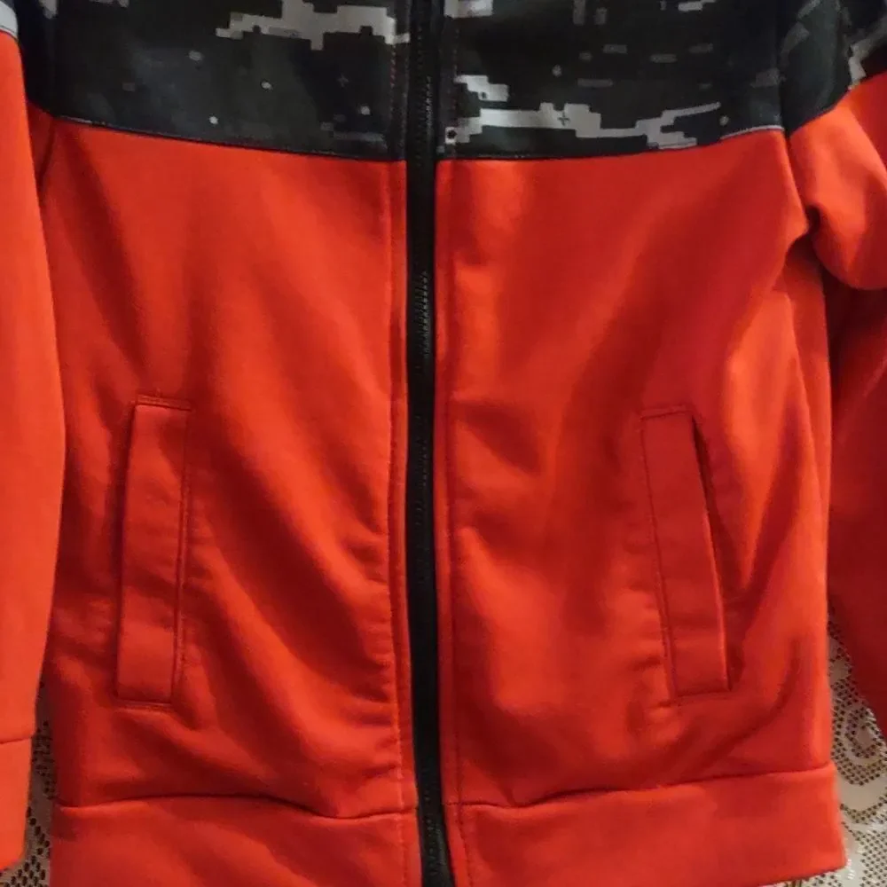 Athletic Works Boys size 5T camo red black gray windbreaker zip front jacket‎